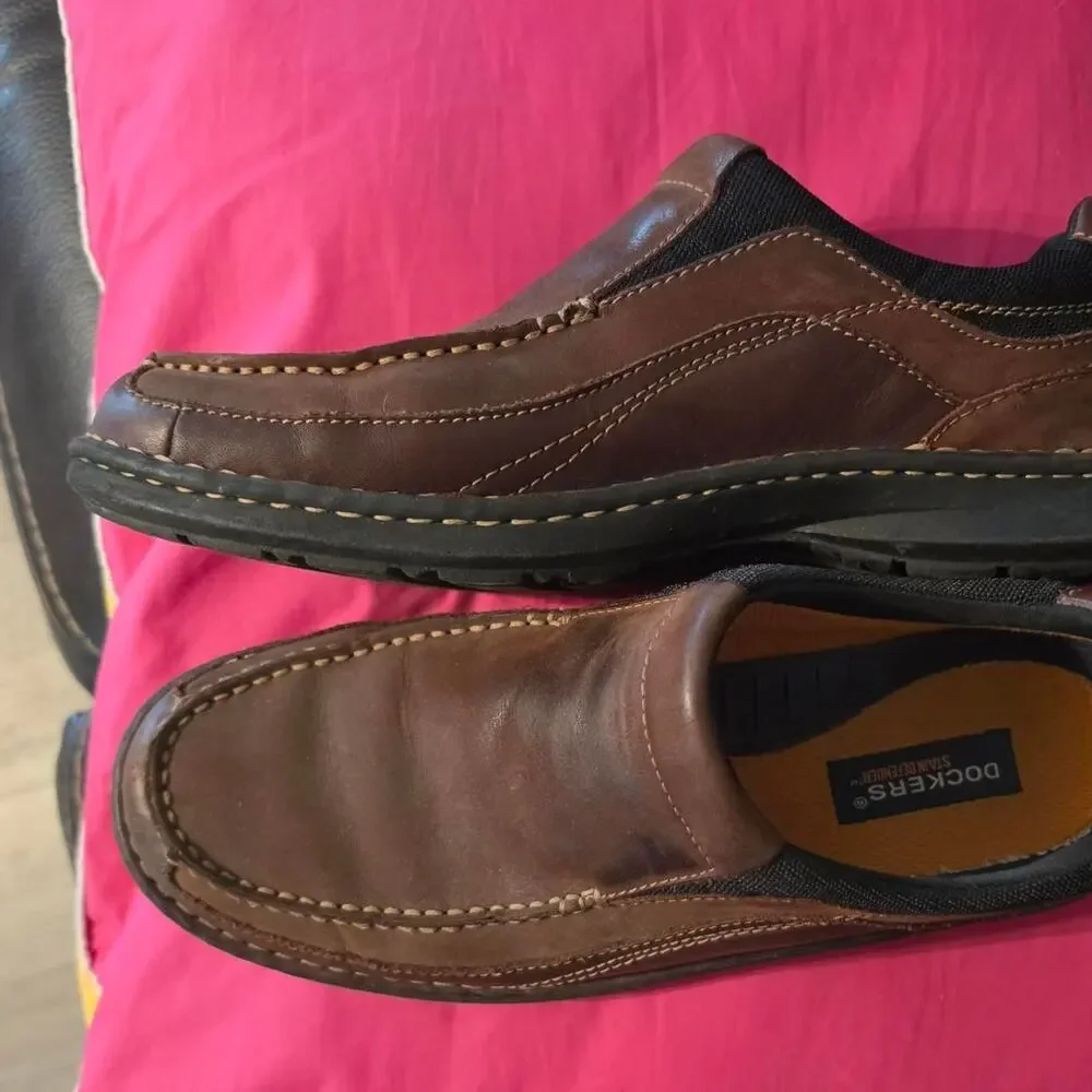 Dockers Brown Leather Slip-on Shoes